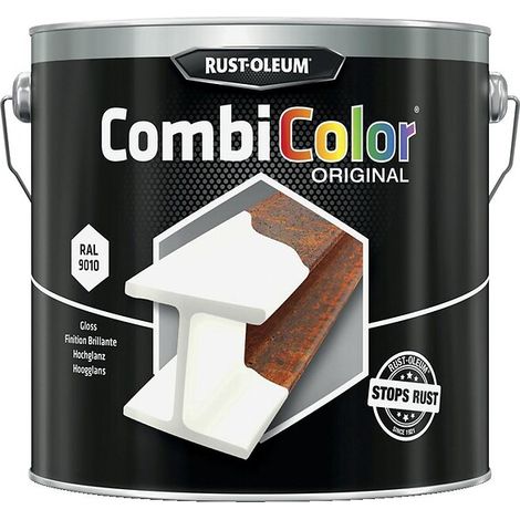 Peinture antirouille Combicolor métal, blanc signalisation RAL 9016 bidon de 2,5l - RUST-OLEUM