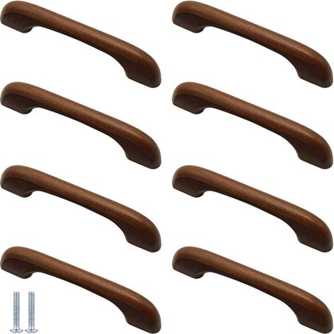 Lot de 8 poignées meuble en bois, tiroir bois forme d'arche pour (1/5)