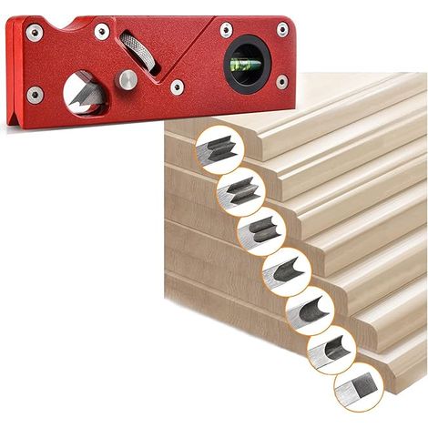 MINKUROW Cepillo De Ángulo De Carpintería, Bisel Manual De 45 Grados, Herramienta De Aplanado De Esquina De Borde De Carpintería, Para Biselar Y Cortar Madera, Herramienta De Bricolaje, Rojo + 7 Cabez (1/5)