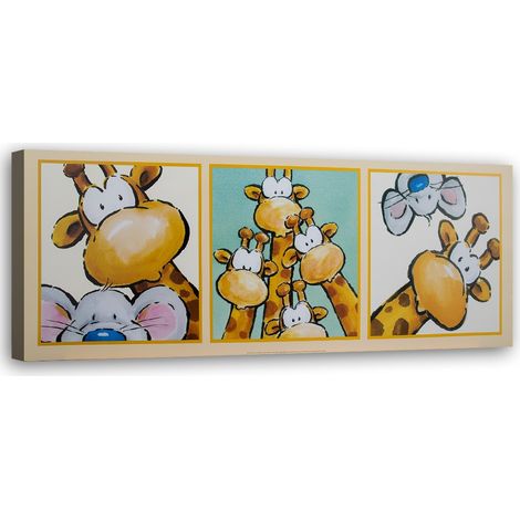 Tableau sur toile Girafe Souris 90x30 (1/5)
