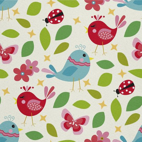Tela decorativa para exteriores Oxford - Motivo de pájaros adorables I DX466 (1/5)