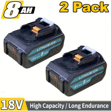 Lot de 2 Batteries BL1850B 8.0Ah + Chargeur 3A DC18RC – Compatible Makita 18V/14.4V. Pour Outils BL1850/BL1860/BL1830. Kit (8.0AH 2). (1/5)