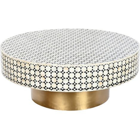 Mesa Centro Hueso 100X100X42 Taracea Bicolor (1/4)