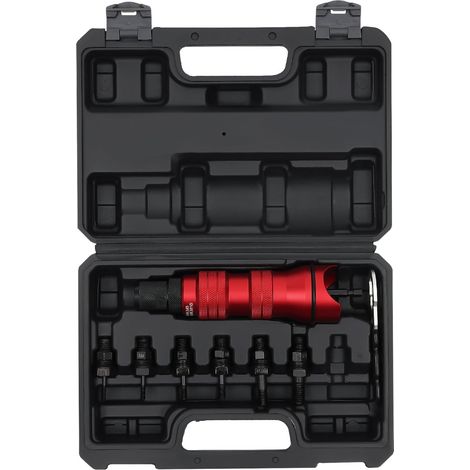Rivet Nut Attachment, Drill Electric Rivet Gun Adapter Milwaukee Rivet Gun Rivnut Tool Kit with Carrying Case, M3-M10 Mandrels and Spanner, Rivet Nut Tool for Drill