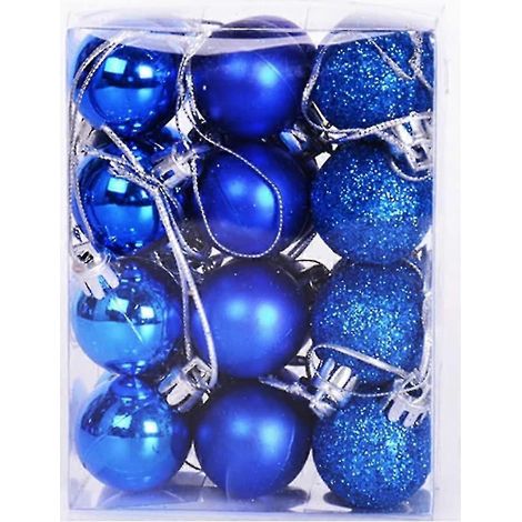 Lot de 24 boules de Noël bleues de 3 cm de diamètre (1/4)