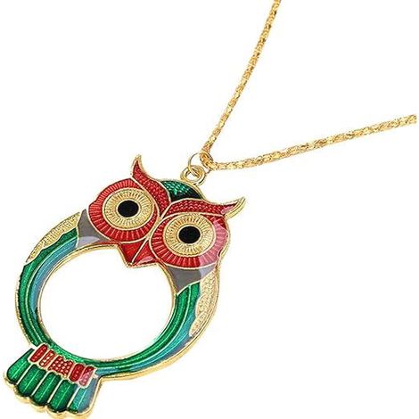 Loupe grossissante x10, mini loupe de poche avec collier, loupe hibou mignonne avec chaîne en métal (1/5)