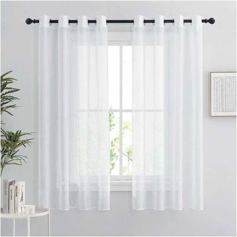 FENOPLASTICARideaux voilages blanc Décoration intérieur 2pcs 132x160cm, organza, oeillets Ménages (chambre/cuisine) (1/4)