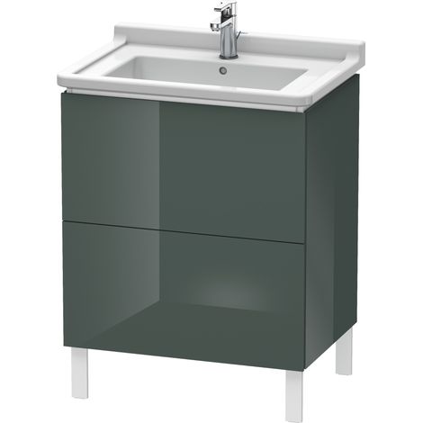 Duravit L-Cube Meuble sous-lavabo vertical, 2 tiroirs, 670mm, pour Starck 3, Coloris: Laque Dolomiti Grey brillante - LC660803838 (1/4)
