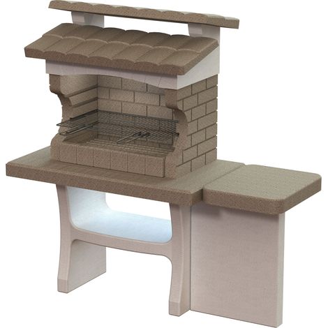 Sarom Gartengrillkamin aus Kunststein mit weitem Seitentisch, Modell LUXOR (1/3)