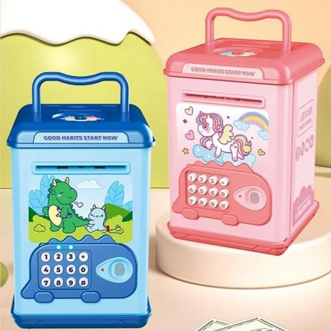 Tirelire Électronique - Mot De Passe - Distributeur Billets Et Pièces - Rose - Pour Enfants - 1 Pièce (1/5)