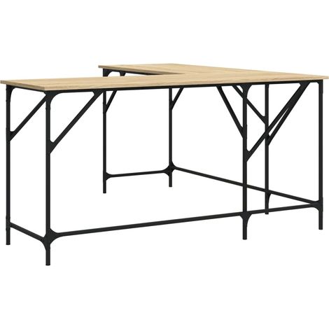 Scrivania tavolo postazione di lavoro mobile per computer studio rovere Sonoma 149 x 149 x 75 cm legno ingegnerizzato marrone 020023658