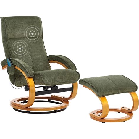 Massage Chair HERO with Footstool Fabric Green (1/5)