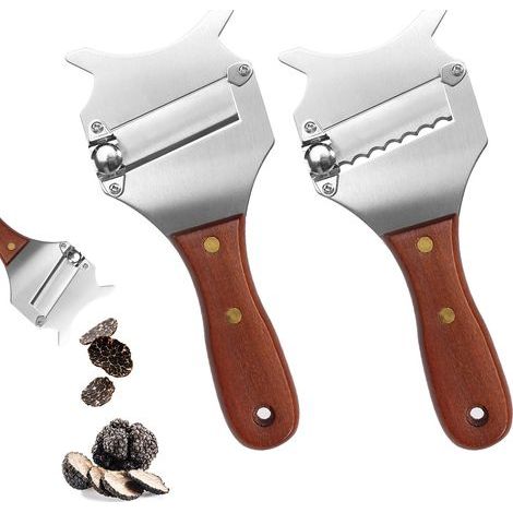 Set di 2 grattugie regolabili per tartufi - Grattugia professionale piatta e dentellata per tartufi - Per tartufi, cioccolato, formaggio (1/5)