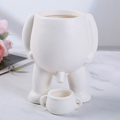 Pot de Fleurs en Céramique Innovant Petit Homme Urine Décoratif Succulente Plante Pot Bureau Desktop Blanc (1/4)