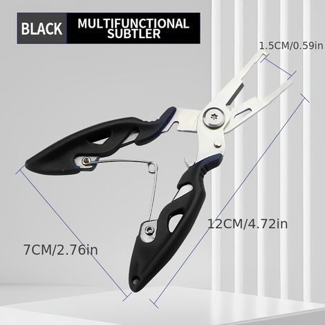 Pinces de pêche multifonctions – Coupeur de ligne et déshameçon, Sans pile, Outil de pêche portable, Noir, 1 pièce (1/5)