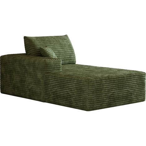 Sofá Cama Modular con Chaise Longue, Sin Montaje, Tejido de Pana, Verde (1/5)