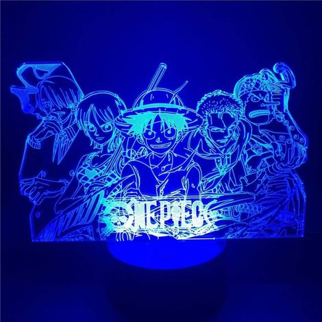 One Piece Anime 3D-Nachtlicht für Kinder und Fans, 16 Farben, dekorative Lampe mit Fernbedienung – Manga-Figur 3D-Illusionslampe für Jungen (1/4)
