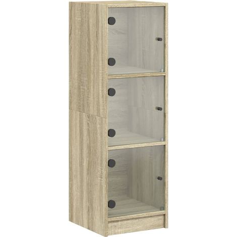Aparador-cómoda-mueble-organizador-cocina-salón-salón-con-puertas-de-cristal-sonoma-35x37x109cm-marrón-020030116