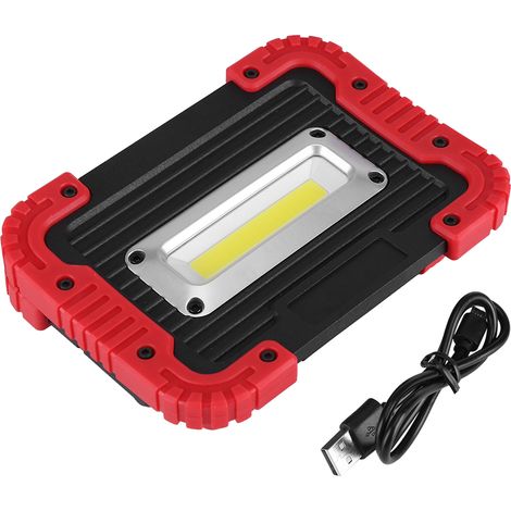 Projecteur LED COB - 750 lm - 10 W - Rechargeable USB - Lampe de Travail et de Camping - Autonome avec Support - 1 Pièce (1/5)