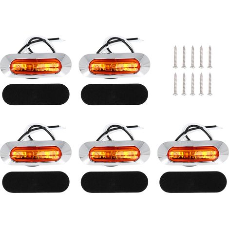 Ortviai Feux de signalisation latéraux LED marine 5 unités, jaune, 4 LED haute luminosité, étanche IP67, 10-30 V CC (1/5)