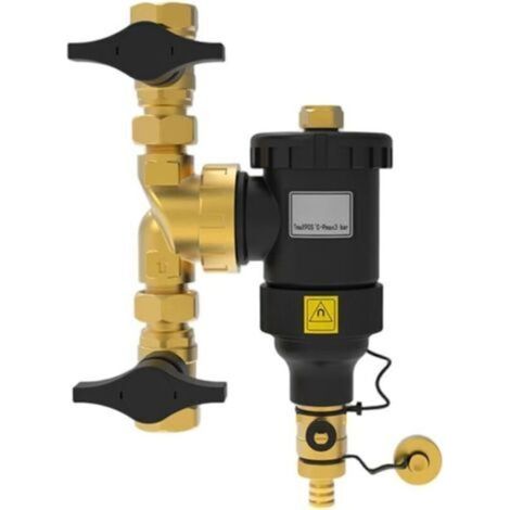 Magnetic boiler filter for central heating with full-bore valves and metal handle, featuring a radial mesh and magnetic ring to capture rust and extend the service life (1/5)
