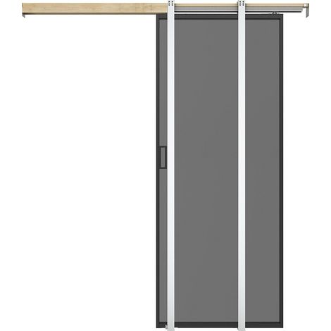 Porta scorrevole con sistema a incasso H205 x L83 cm Alluminio e Vetro temperato fumé - LINCI II