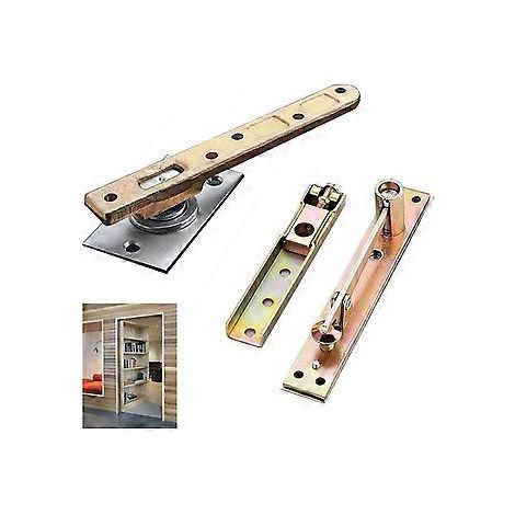 Charnières de porte - Charnières invisibles pour portes en bois massif - Porte cachée pour bibliothèque et porte secrète - Fixation latérale - Rotation à 360° (1/3)