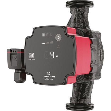 Grundfos – Circulateur ALPHA1 GO 25-60 – Entraxe 180 mm – Raccords union 1'1/2 – Débit jusqu'à 3,9 m³/h – Hauteur manométrique 6 m (1/2)
