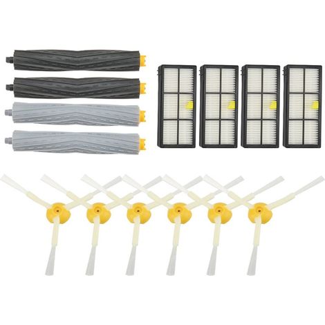 Kit Sweeper Roomba avec 6 brosses latérales, 4 filtres et 4 extracteurs pour modèle 800/860/865/866/870/878/787/888/990 (1/5)