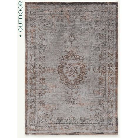 MEDALLION DESIGN - FADING WORLD MEDALLION TAPPETO - Prodotto in Belgio - Tessuto piatto jacquard meccanico - Rifinito a mano - Antiscivolo naturale - 100% cotone - Ebano grigio - 80 x 150 CM