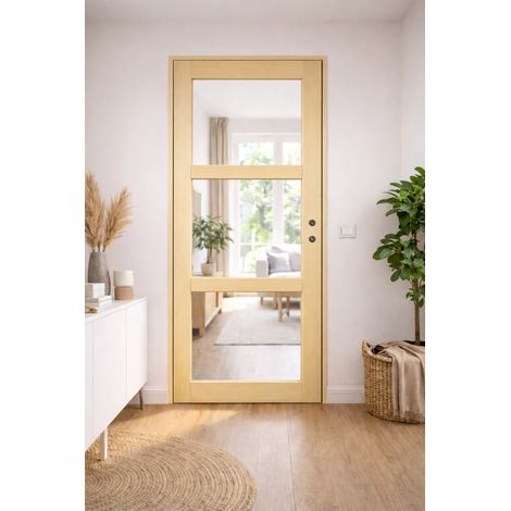 Bloc Porte Ayous Vitrage Transparent H204 X L83 Poussant Gauche Côtes Tableau