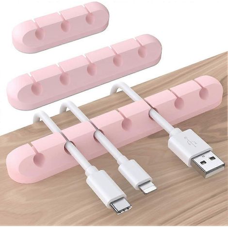 Lot de 3 clips pour câbles, organisateurs de câbles auto-adhésifs pour bureau, maintiennent les câbles de charge bien rangés (épaisseur inférieure à 6 mm). (1/4)