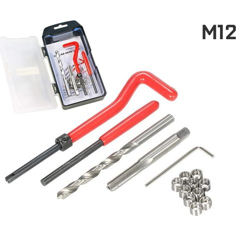 Juego de Herramientas para Reparación de Roscas M5 M6 M8 M10 M12 M14 kit reparar roscas helicoidales helicoil kits, (M12 x 1.75) (1/5)