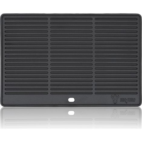 Bbq-Toro – Plaque de cuisson en fonte 48,5 x 40 cm – Pré-assaisonnée – Réversible avec côté lisse et nervuré – Compatible barbecues à gaz et charbon