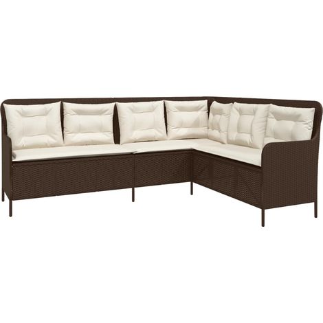 Maison Exclusive - Gartensofa in L-Form mit Kissen Braun Poly Rat