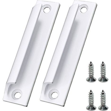 Two-piece white aluminum sliding door handle – rust-resistant – easy to open – screws included (1/5)