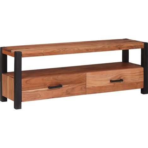 Meuble TV Banc TV Armoire TV Marron 110 x 30 x 40 cm Bois d'acacia massif (1/5)