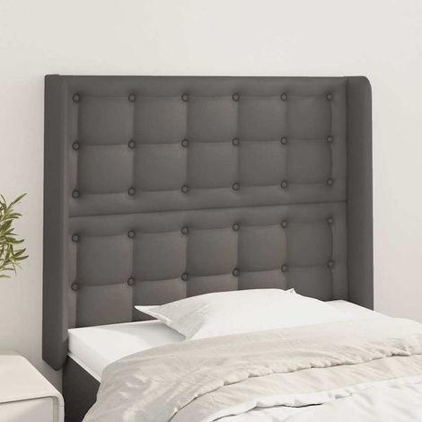 vidaXL Cabecero con orejas cuero sintético gris 83x16x118/128cm (1/5)