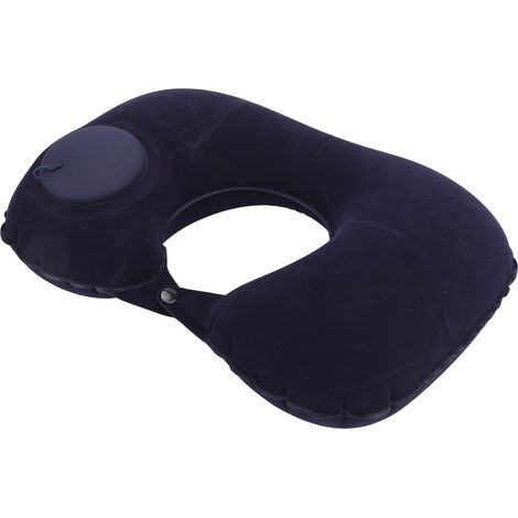 Coussin gonflable en forme de U pour nuque, appui-tête souple, protection cervicale, voiture, bureau, avion, bleu marine (1/5)