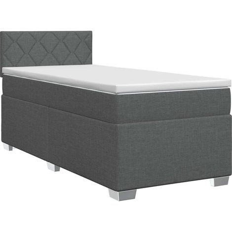 Letto box spring con materasso Grigio Scuro 90 x 190cm Tessuto vidaXL (1/5)