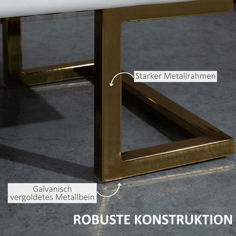 Coffre de rangement HOMCAM pour chambre, banquette de lit, séjour, similicuir, métal, blanc et or, 120 x 43 x 42 cm