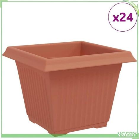 Pot de fleurs carré - FAFEICY - 42020344 - Lot 24 pcs - Rouge brique - 28,5x28,5x22 cm (1/5)
