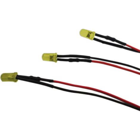 Diodo LED da 5 mm, 12 V CC, giallo, con cavo da 20 cm.