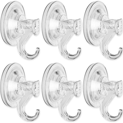 Crochet Ventouse, Lot de 6 Fixation Ventouse pour fenêtre, Cuisine et Salle de Bains, sans perçage, capacité de Charge 4KG, Transparent (1/5)