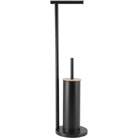 Porte-papier toilette minimaliste sur pied - Porte-brosse de toilette et porte-rouleau de papier toilette 2 en 1 - Étagère à papier toilette pour salle de bain. (1/5)
