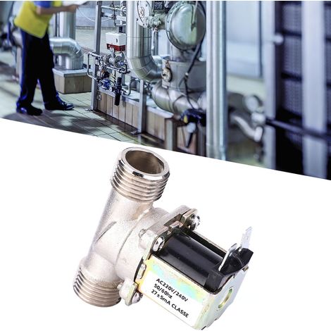 Électrovanne d'arrivée d'eau normalement fermée, G1/2 NC, en laiton, 220/240 V CA (1/5)