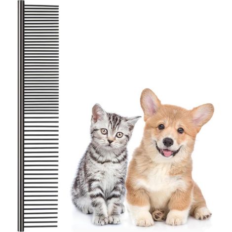 Peigne pour animaux en acier inoxydable, peigne de toilettage, peigne pour chien à dents rondes (1/5)