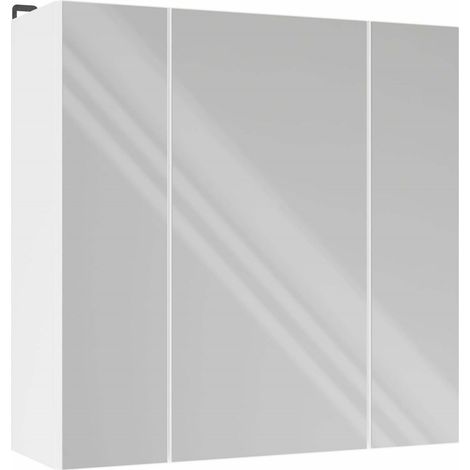 Mobiletto da bagno 3L, sospeso, con 3 specchi, da posizionare sopra il lavabo, 3 ante, bianco (1/5)