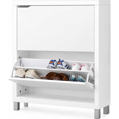 Zapatero 2 puertas kubox acabado blanco, 79 cm(ancho) 84 cm(altura) 24 cm(fondo) (1/2)