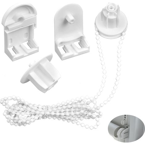 Cadena de embrague para persiana enrollable de 25 mm, persiana enrollable con cuentas ajustables, kit de cadena de polea lateral, soporte de abrazadera para persianas enrollables dobles, persiana opac